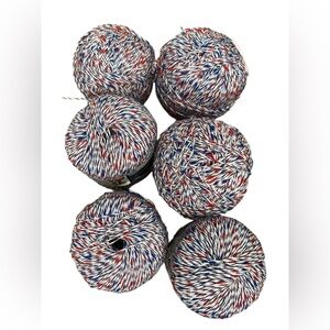 Pingouin Yarn Lot of 6 Rolls in Blue, Red & White Perfect for Knitting & Crochet